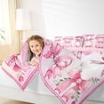 thumbnail image 3 of Erosebridal Princess Coquette Bowknot Queen Comforter Set,Cute Pink Floral Bedding Comforter Set For Kids Girls,Pink Reversible,3 Pieces, 3 of 7