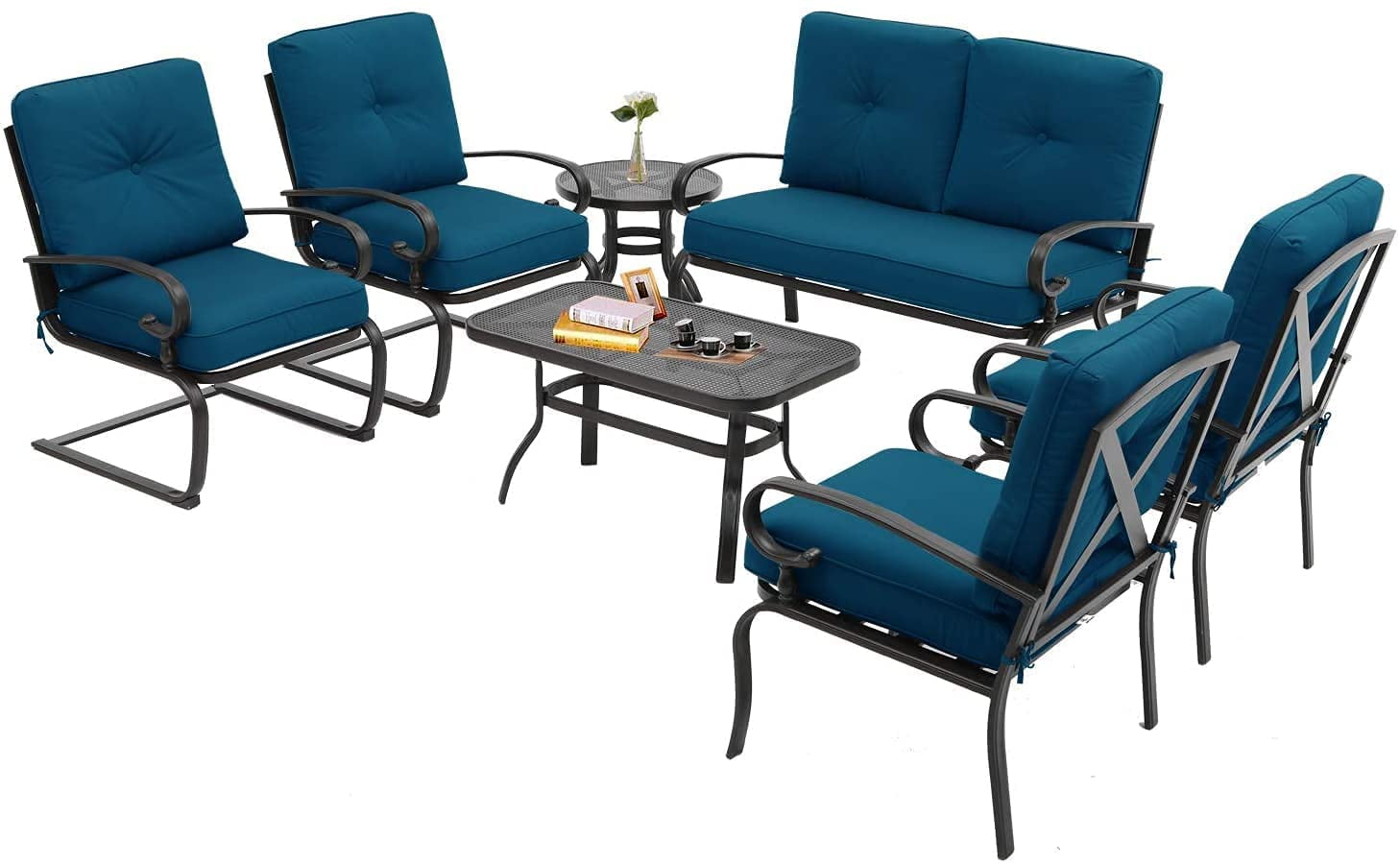 SUNCROWN 7Piece Outdoor Metal Furniture Sets Patio Conversation Set