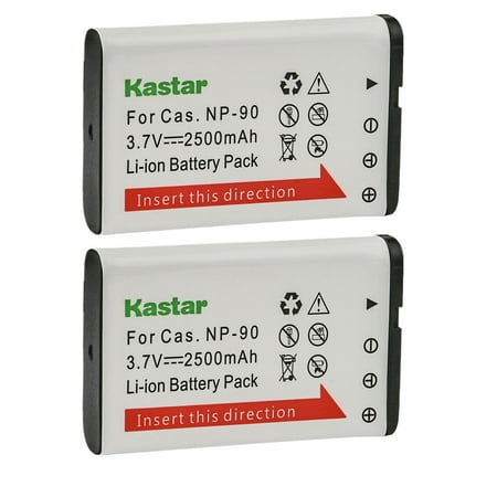 Kastar 2-Pack Battery Replacement for Casio NP-90 NP-90DBA Battery BC-90L Charger Casio Exilim EX-FH100 EX-FH100BK Exilim EX-H10 Exilim EX-H15 Exilim EX-H20 EX-H20G EX-H20GBK EX-H20GSR Cameras
