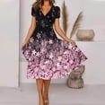 thumbnail image 2 of Gaecuw Womens Maxi Dress V Neck Short Sleeve Calf Length Plus Size Dresses Swing Beach Dresses Trendy Dresses Going Out Dresses Casual Summer Dresses Floral Day Dresses Pockets Vacation Dresses, 2 of 6