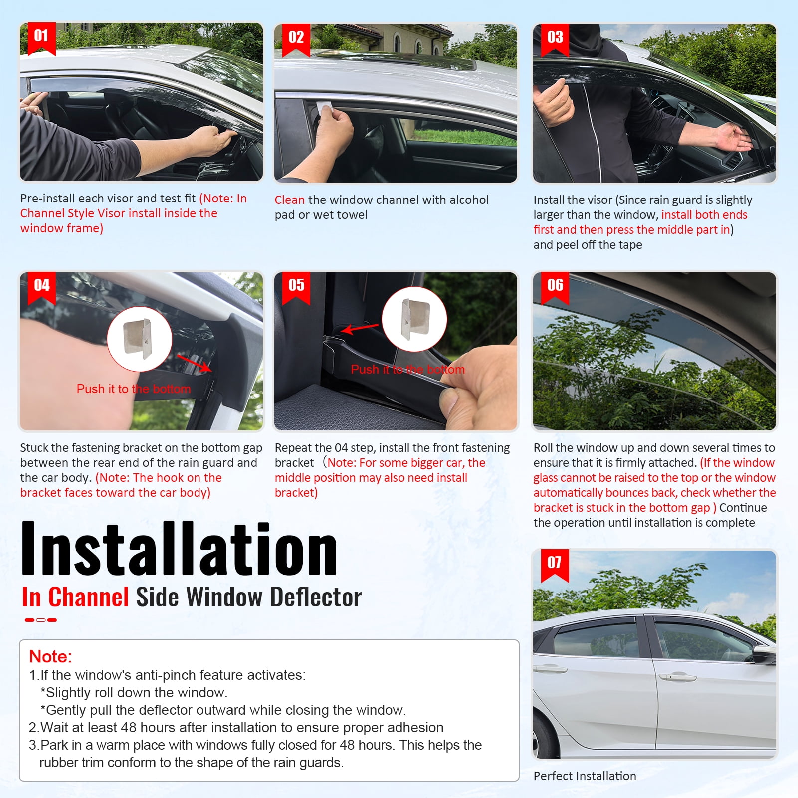 Ikon Motorsports In-Channel Window Visors Rain Guards Deflectors for 2022-2026 Lexus NX250 NX350 NX350h NX450h+, PC Polycarbonate 4PCS