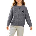 thumbnail image 6 of AUDeals Girls Cable Knit Cardigan Crewneck Button Sweater Long Sleeve Cotton Knitted Preppy Fall Ribbed Knitwear Outerwear Sweater Tops (Grey, 9-10 Years), 6 of 6