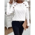 thumbnail image 4 of Women'S Winter Sweaters Trendy Knit Button Detail Raglan Sleeve Sweater Fashion Sweater White L, 4 of 8