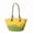 yellow and green, variant on Fashionable Female Weave Shoulder Bag for Beach Vacation and Travel Colorful Woven Straw Handbag Large Basket Bucket Bag