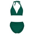 thumbnail image 6 of UTSJKR 2 Piece Swimsuit for Women Drawstring Tummy Control Swim Suits Color Block Full Coverage Bathing Suits Swimwear Green L, 6 of 8