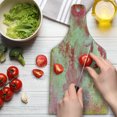 thumbnail image 3 of Flower Cutting Board, Floral Design with a Grunge Style Dated Background Retro Artisan Pattern, Decorative Tempered Glass Cutting and Serving Board, Wine Bottle Shape, Pink and Green, by Ambesonne, 3 of 5