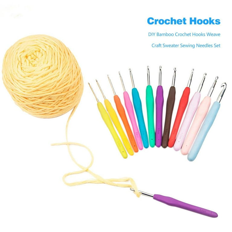 Multicolor Plastic Handle Ergonomic Crochet Hook Set Crochet Yarn