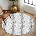 thumbnail image 3 of Black Grey Large Area Rugs for Bedroom Living Room, Soft Non Slip Carpet Bedside Rug, Pastoral Botanical Branch Aesthetics Round Floor Cover Kitchen Accent Rug 6' for Dining Room/Office, 3 of 9
