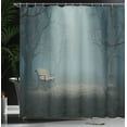 thumbnail image 4 of Ambesonne Fall Shower Curtain, Mysterious Park Horror, 69"Wx70"L, Blue Cream, 4 of 5