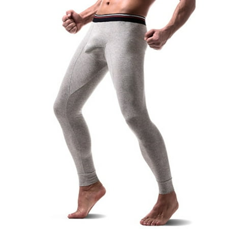 Men Cotton Winter Warm Pants Leggings Long johns Sexy U convex Rings Thermal Bottom Pants Underwear Men Sports Gym Active Trousers Size