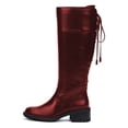 thumbnail image 2 of FSJ Women Lace Up Back Knee High Fashion Boots Round Toe Side Zipper Low Chunky Heels Tie Riding Booties Shoes Size 8 Red, 2 of 4