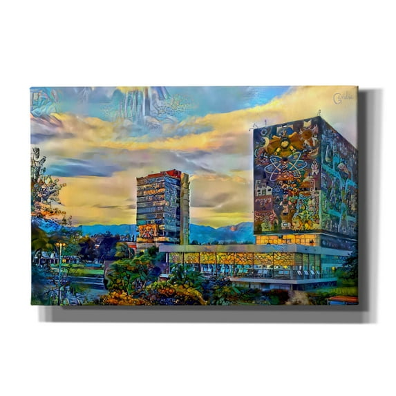 Epic Graffiti 'Mexico City University City' by Pedro Gavidia, Canvas Wall Art, 60"x40"