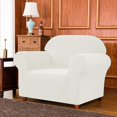 thumbnail image 2 of 1-Piece Stretch Sofa Slipcover with Stripes Pattern Striped Jacquard Couch Covers Washable Furniture Protector (Small, White), 2 of 6
