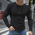 thumbnail image 2 of VBTAPA Waffle Long Sleeve Shirts for Men Slim Fit Stretch Workout Shirt Lightweight Textured Knit Thermal Underwear Tops Black S, 2 of 7
