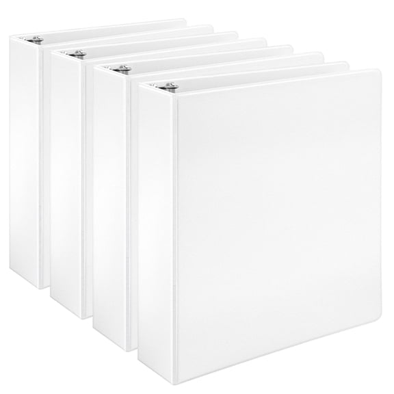 3 Ring Binders, 2 Inch, 4 Pack, D-Ring Organizer for School, Home Office, White