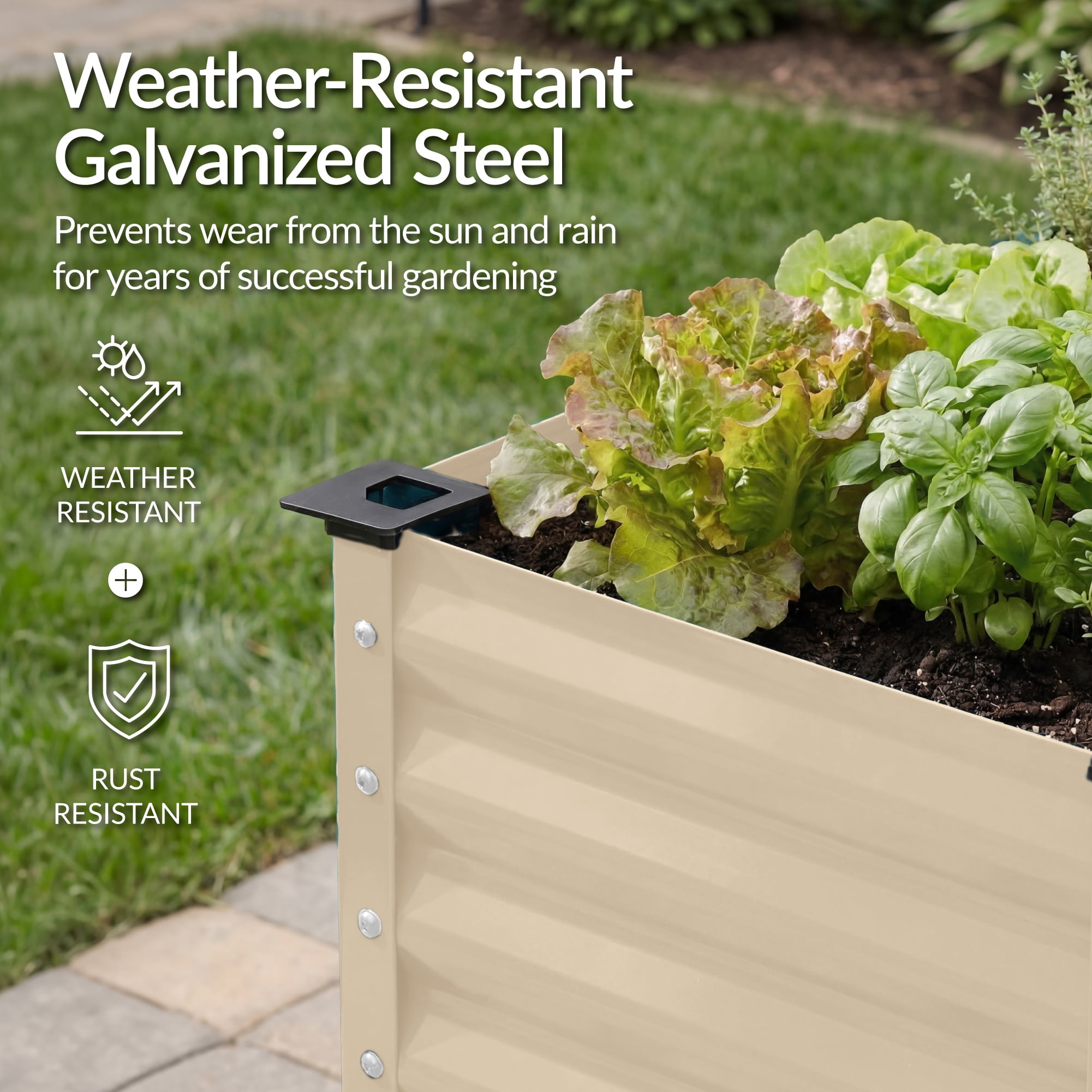 Best Choice Products 48x24x30in Elevated Galvanized Metal Garden Bed w/ Corner Protectors - Beige