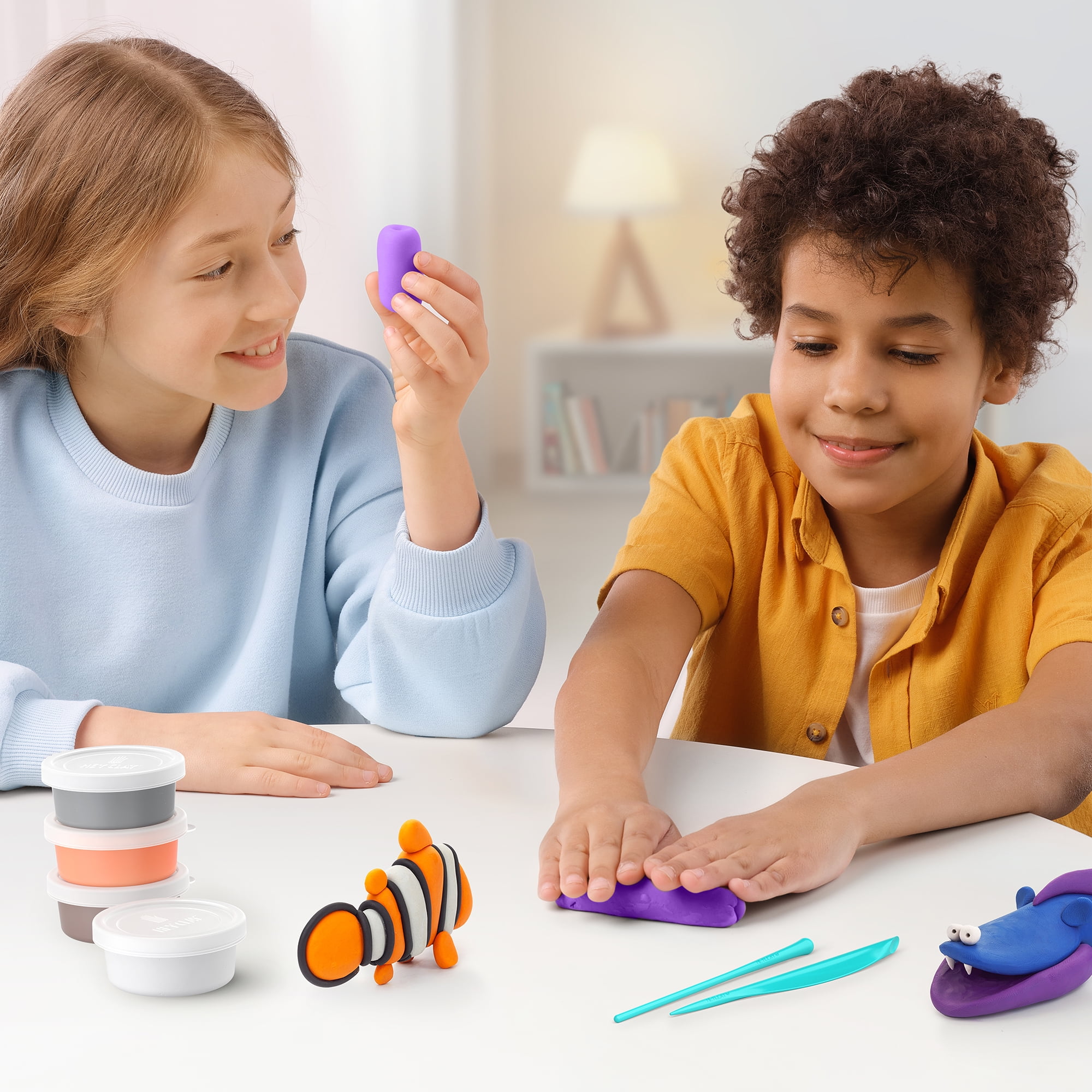 Hey Clay Ocean Creatures, Air Dry Clay Kit with Interactive App for Kids & Tweens