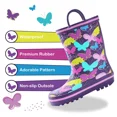 thumbnail image 2 of FUNCOO PLUS Toddler Rubber Rain Boots Kids Waterproof Boots for Girls, Butterfly, Toddler Size 5, 2 of 7