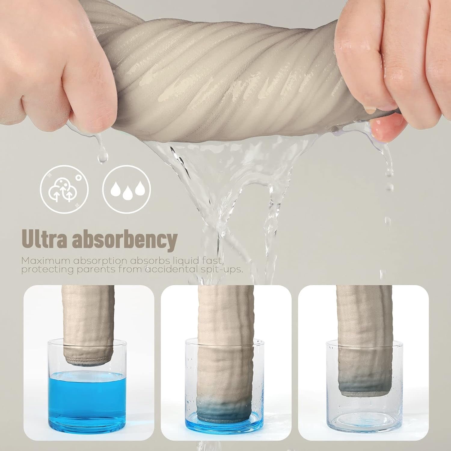 Yoofoss Muslin Burp Cloths for Baby 10 Pack 100% Organic Cotton Baby Washcloths for Boys Girls Large 20''X10'' Super Soft and Absorbent Apricot White