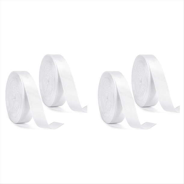 4 Cintas Blancas, Cintas de 15 mm X 22 M para Manualidades, Envolver Regalos, Globos, Costura, Cinta de Seda para Decoración de Pasteles