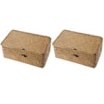 thumbnail image 1 of 2X Caja de Almacenamiento Tejida Una Mano de Algas Marinas Caja de Almacenamiento Canasta de Almacenamiento Organizador de Maquillaje Contenedor Multipropósito con Tapa, 1 of 6