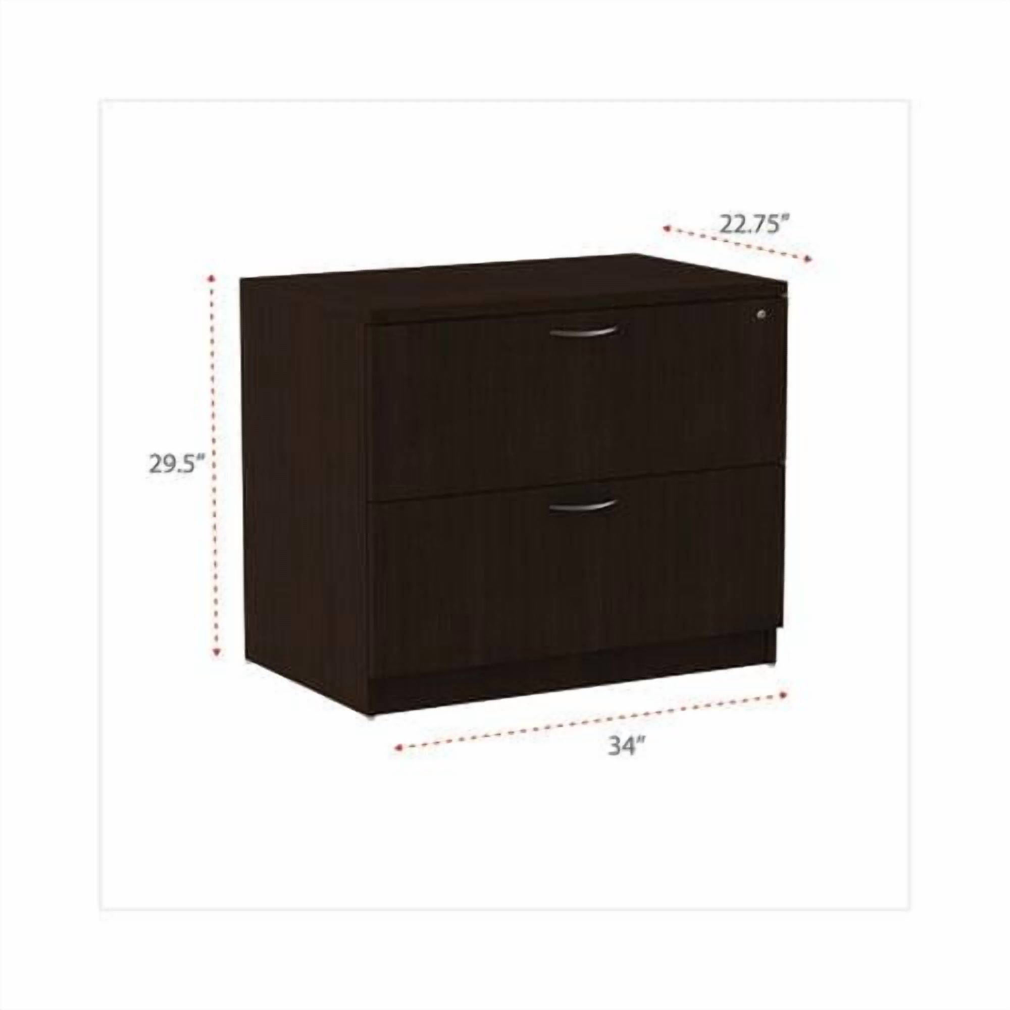 Alera 2 Drawers Lateral Lockable Filing Cabinet, Espresso
