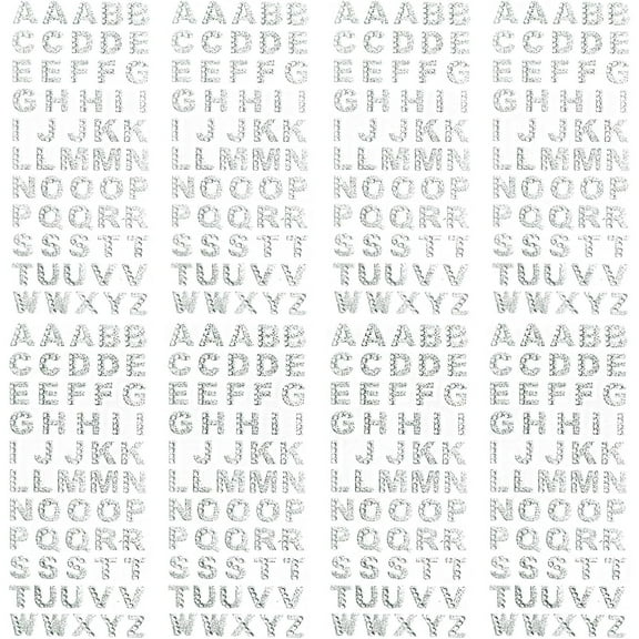 8 Sheets Rhinestone Alphabet Stickers Glitter Self-Adhesive Diamond Letter A-Z Sticker Bling Crystal Stick on Letters for DIY Grad Cap Handicraft Art Card Decorations, White