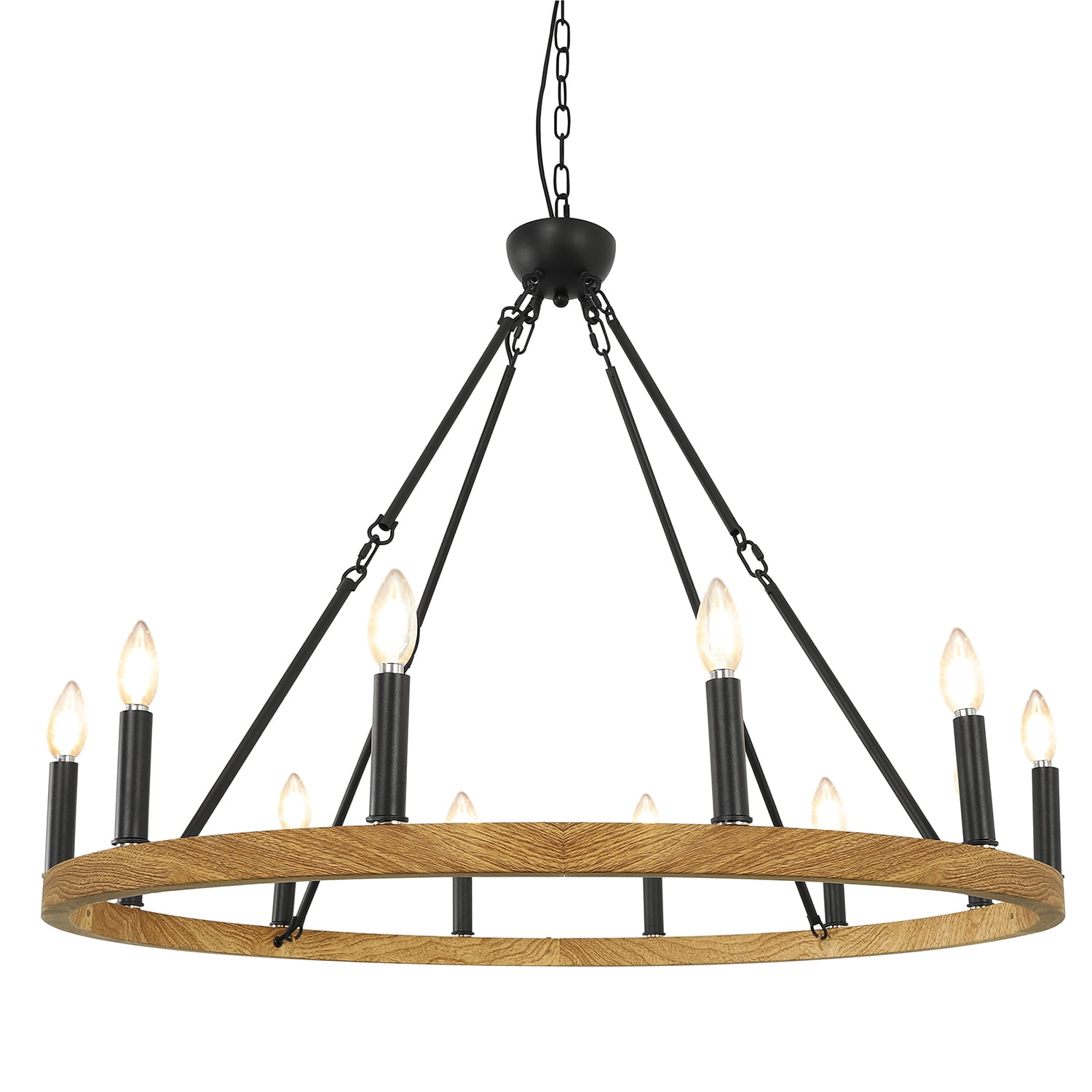 Buy Wellmet 12 Light Large Brown Wagon Wheel Chandelier, 38 Farmhouse