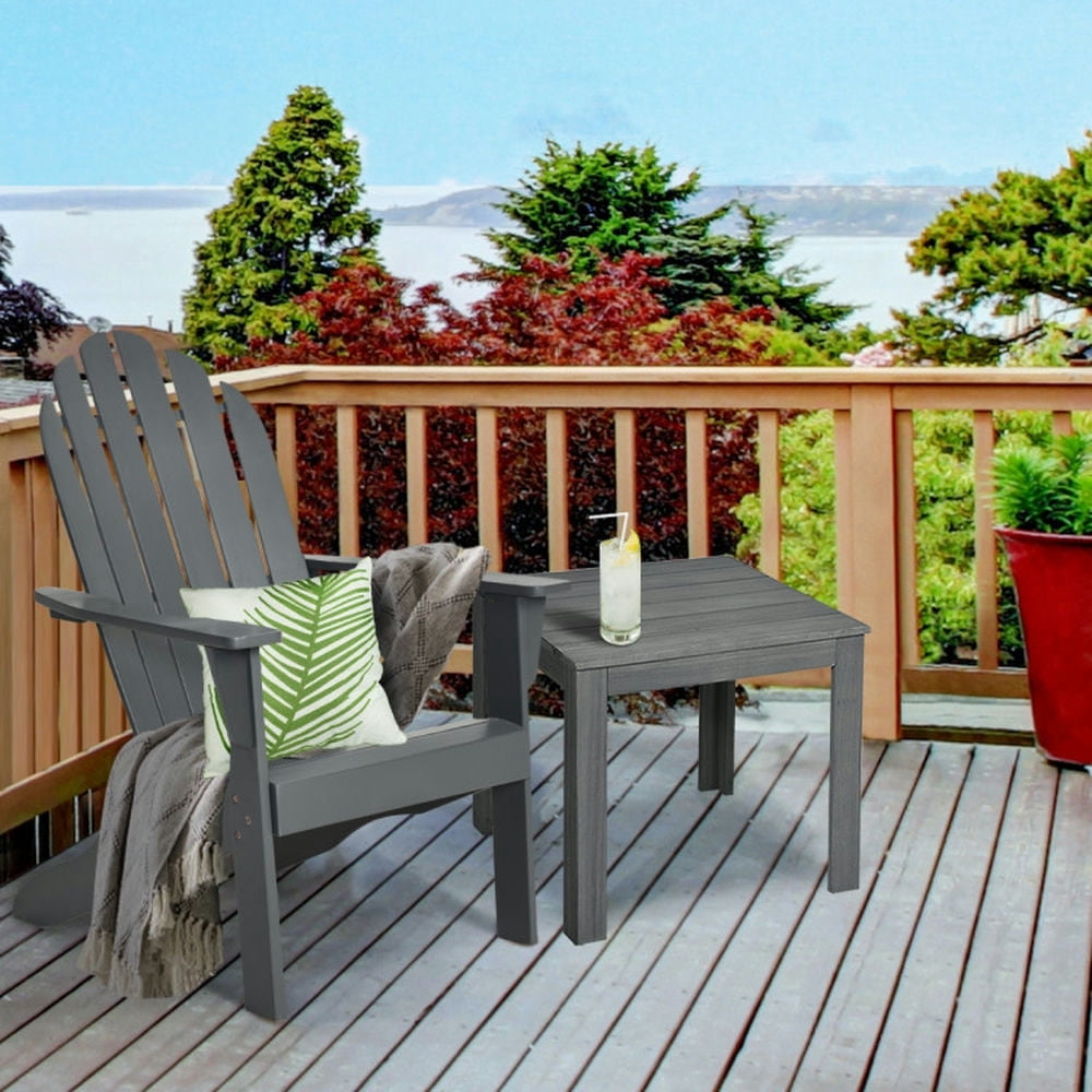 Aimee Lii Acacia Wood Outdoor Adirondack Chair with Ergonomic Design, Outdoor Patio Furniture for Balcony Porch Backyard, Sturdy -Gray