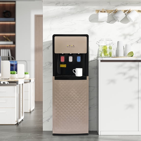 Hot and Cold Water Dispenser Bottom Loading, Floor Standing Cooler for Home Kitchen, Easy Change Bottle Water Cooler with Drip Tray