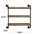 thumbnail image 3 of DecMode 26" x 7" 3-Tier Brown Wall Shelf, 3 of 8