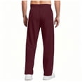 thumbnail image 5 of Mens Fleece Sweatpants Loose Fit Open Bottom Moisture Wicking Track Athletic Jogger Streetwear Trousers Wine, 5 of 7