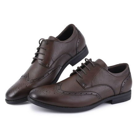 

HA-EMORE Men s Dress Leather Shoes Leather Stylish Lace-up Wingtip Brogues Mens Oxford Shoes Business Formal Lightweight Pointed Toe