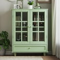 thumbnail image 7 of Narrow Glass Display Cabinet, Sideboard with Storage, 38" Kitchen Buffet Storage Cabinet with 2 Glass Doors and 1 Drawer, Mint Green, 7 of 7