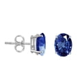 thumbnail image 2 of Oval Sapphire Earrings in Sterling Silver ( 6x4 mm ), 2 of 5