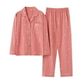thumbnail image 1 of Pyjama Femme Automne et Hiver Manches Longues Col à Revers Gilet Ensemble Pantalon Grande Taille Tenue d'Intérieur, 1 of 2