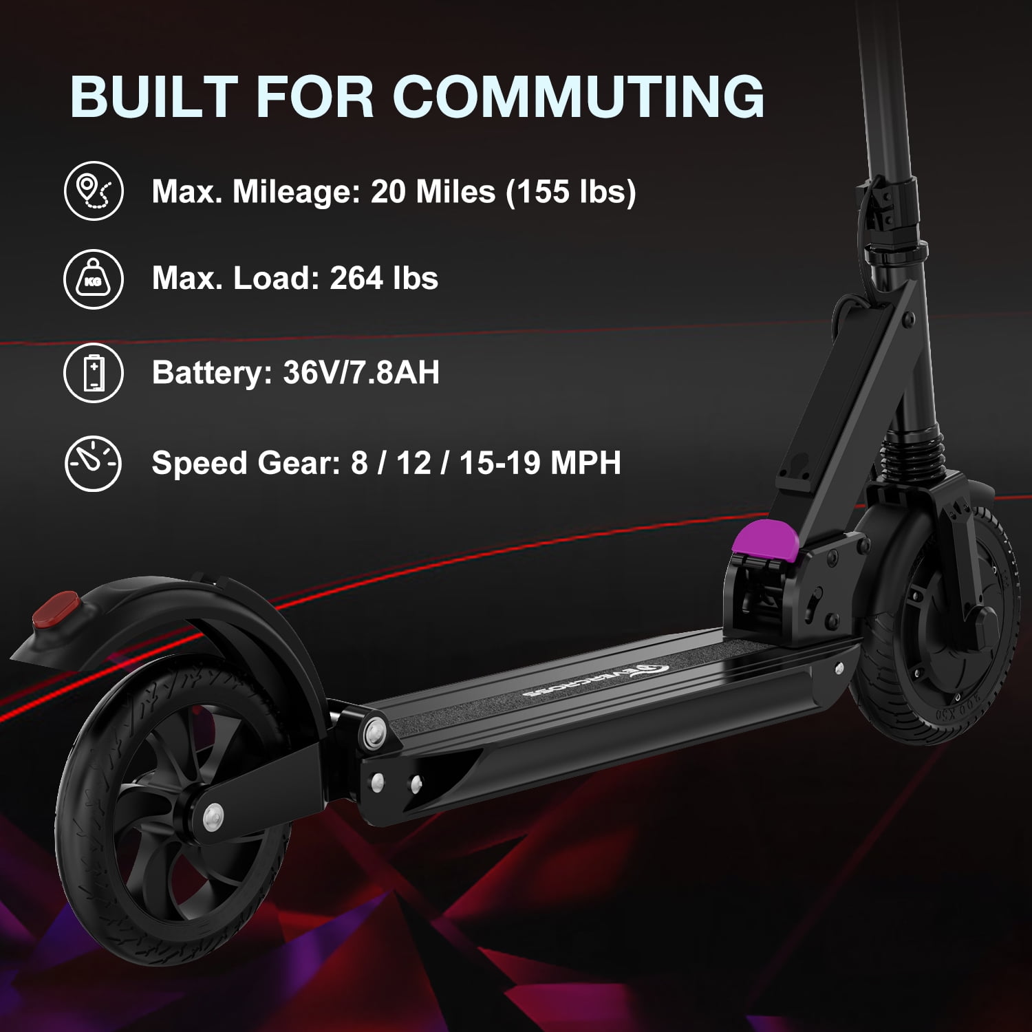 EVERCROSS Electric Scooter Adults, 350W Motor up to 19 MPH and 20 Miles Long-Range, 8" Solid Tires Folding Electric Scooter for Adults and Teens with Dual Braking Safety System