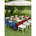 thumbnail image 4 of Outdoor Tablecloth with Umbrella Hole for Patio/Picnic/Party/Camping, Puerto Rico Flag Frog Waterproof Table Cloth Rectangle Table Cover Washable, Rustic Red Blue White Floral (54"x 80"), 4 of 9