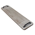 thumbnail image 2 of Parisloft Long Narrow Caved Wood Tray With 2 Metal Handles, 22.5" Long, 2 of 9