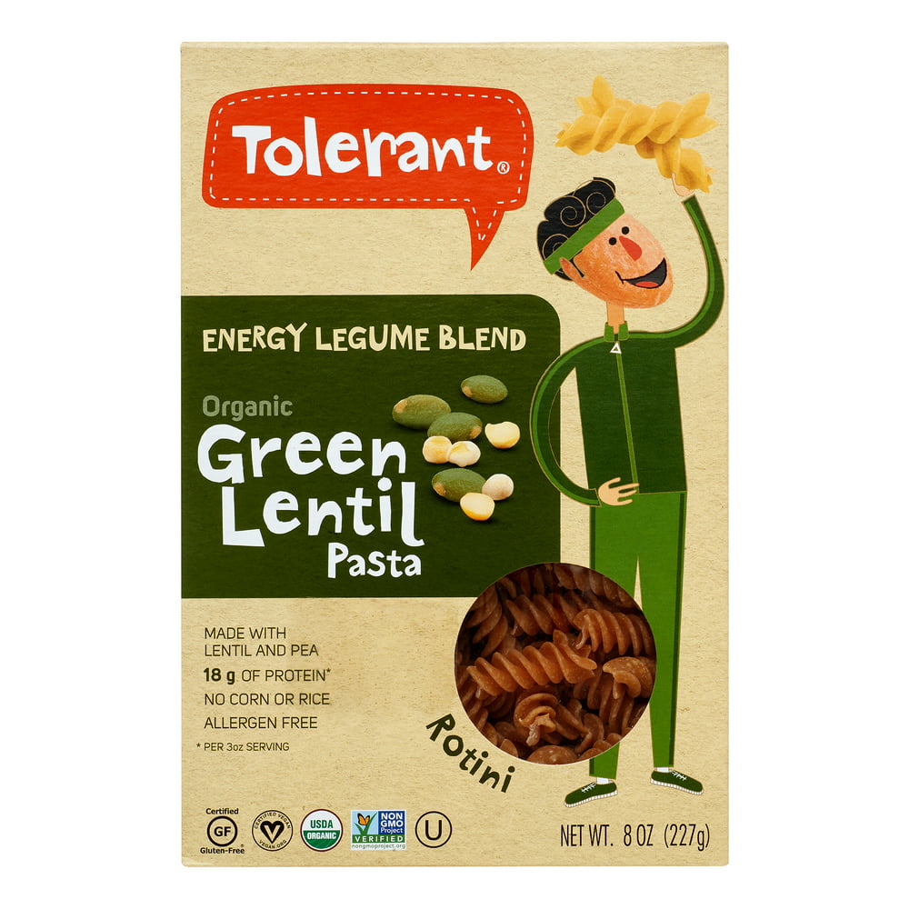Tolerant Organic Green Lentil & Pea Pasta, Rotini, 8 Oz - Walmart.com ...