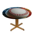 thumbnail image 3 of PIKWEEK Oil Painting Baseball Round Fitted Tablecloth  Fitted Table Cloth for Round Table Waterproof Wipeable Round Elastic Table Cloth Circular Table Cover with Elastic Edge, 3 of 7