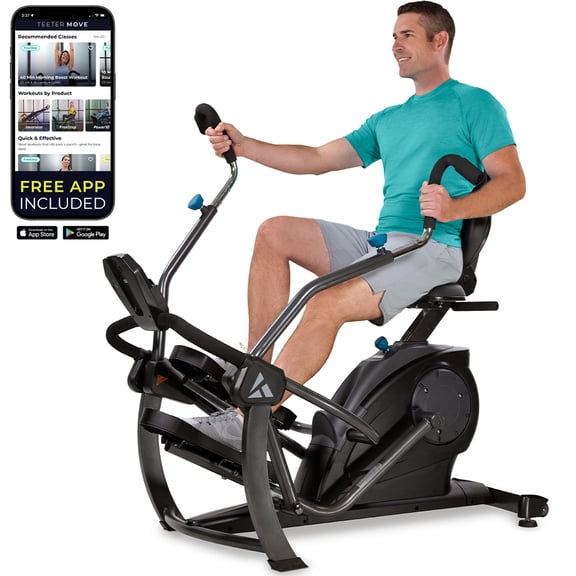 Teeter FreeStep LT1 Recumbent Cross Trainer Stepper, Zero-Impact Exercise Bike, Free App w/Trainer Workouts