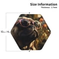 thumbnail image 3 of Disketp Pug Wearing Sunglasses Flowers Funny Coasters,6 Pcs Leather Coasters with Holder, Perfect Housewarming Hostess Gifts,Protect Furniture from Water Marks Scratch and Damage,Hexagon, 3 of 7