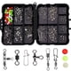 thumbnail image 4 of Kit de 141 piezas de eslabones giratorios de pesca, aparejos de pesca con broches, conector de línea enrollable Estuche negro, 4 of 9