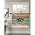 thumbnail image 2 of Sheer Curtains 54 Inch Length, Western Texas Star Vintage Semi Sheer Curtains Light Filtering Window Treatment, Retro Farmhouse Turquoise Brown Wood Privacy Voile Drapes for Living Room 52x54 Inch, 2 of 7
