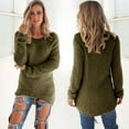 thumbnail image 2 of Rigardu womens sweaters sweaters for women womens sweaters fall 2023 Casual Tops O-neck Solid Blouse Long Sweaters Womens Sleeve Jumper Women's Blouse Army Green XXL, 2 of 6