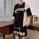 thumbnail image 2 of Ropa para hombre Pantalones deportivos Conjuntos deportivos Sudadera con capucha y camiseta con el alfabeto Conjuntos de pantalones cortos marrones Chándal holgado Conjunto de 2 piezas 5xl, 2 of 5
