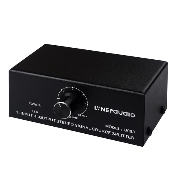 Conmutador De Audio Estéreo RCA De 1 Entrada Y 4 Salidas Con Controlador De Volumen Selector Compuesto SM SunniMix Divisor de audio estéreo