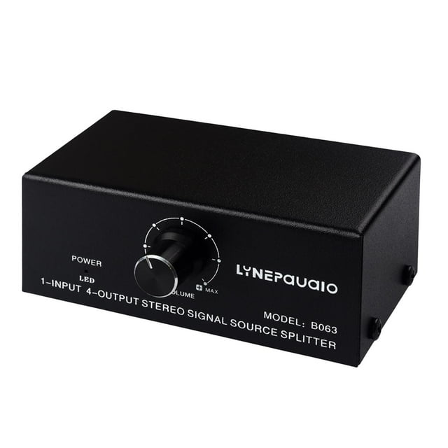 Interruptor de audio estéreo RCA de 4 vías con selector de caja divisora de controlador de para estéreo AV Receptor Consolas de juegos Sunnimix Divisor de audio estéreo