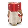 thumbnail image 3 of BLISSFUL STEP Women's Linen Platform Slide Wedge Open Toe Sandals, 3 of 7